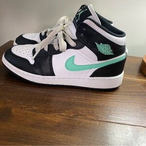 Nike Air Jordan 1 Mid Black and Teal Sneakers